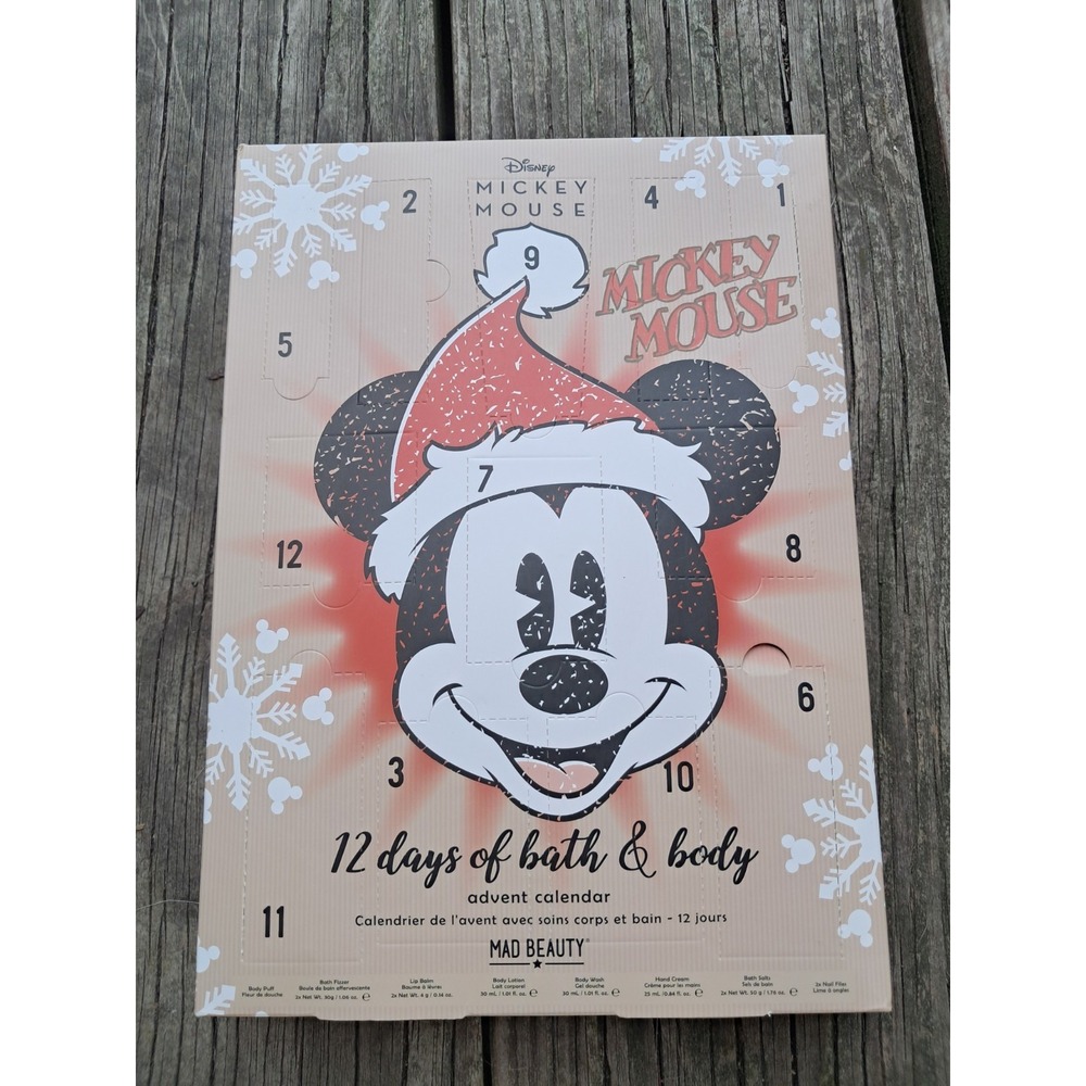 NEW MAD BEAUTY - Disney Mickey Jingle 12 Days Advent Calendar Bath & Body Set A2